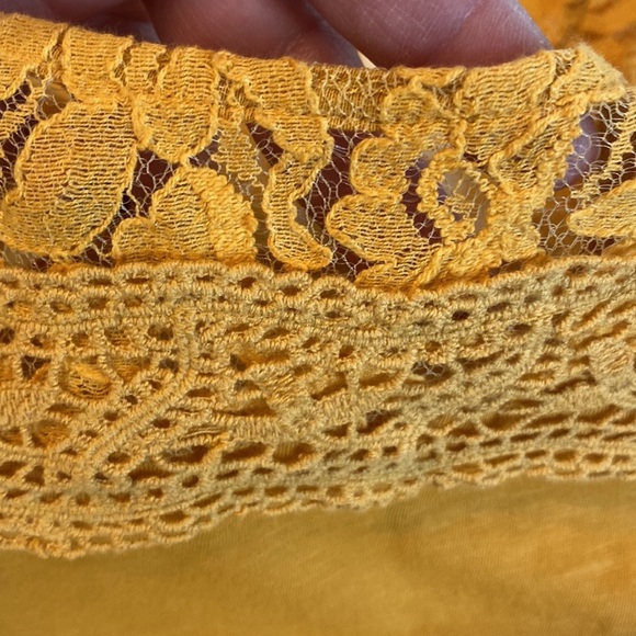 Woman’s Loft Blouse With Lace Details Shorts Sleeves Size XS Mustard Yellow - Picture 11 of 11